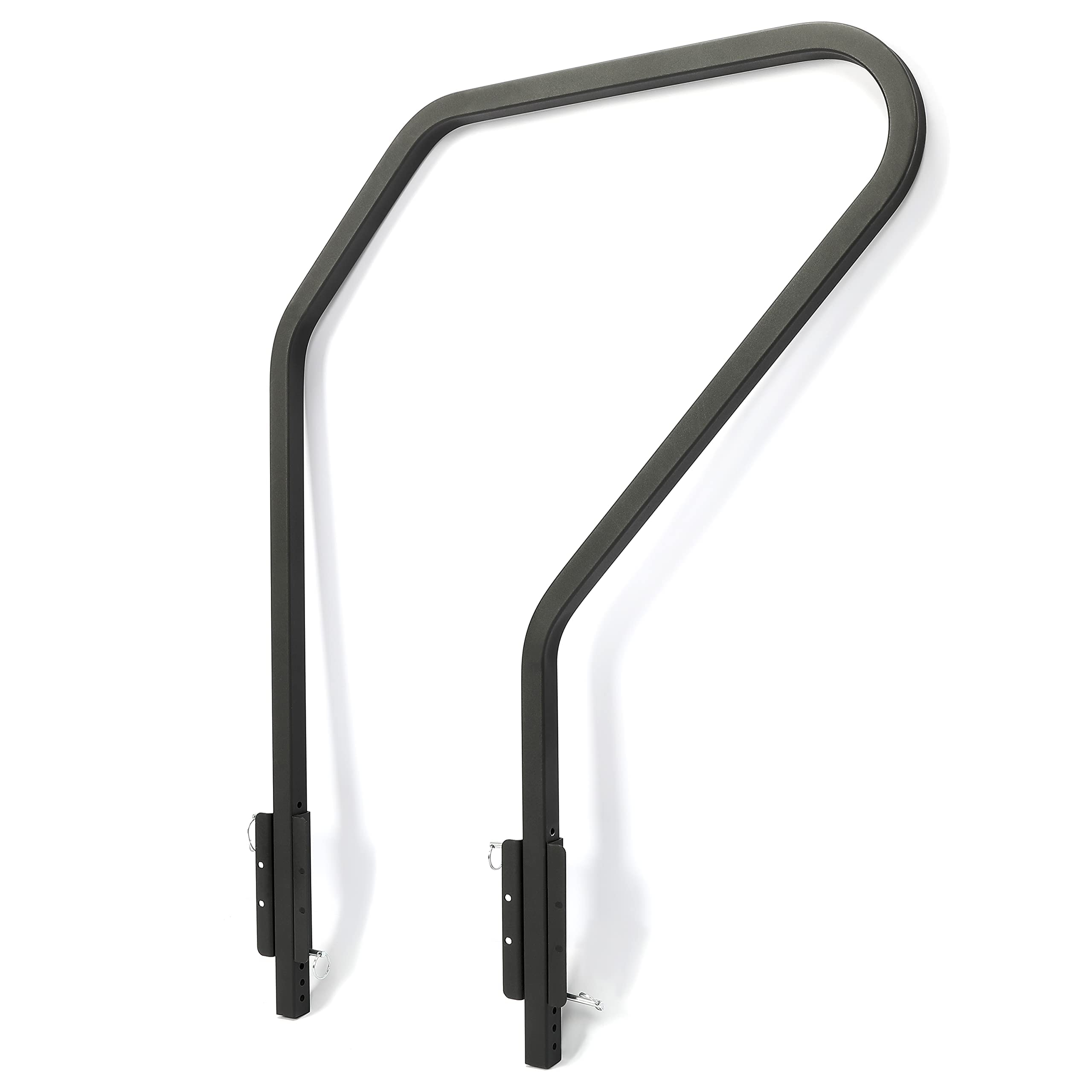 ALMULOO handrail front view mounted on Lippert step showing secure support