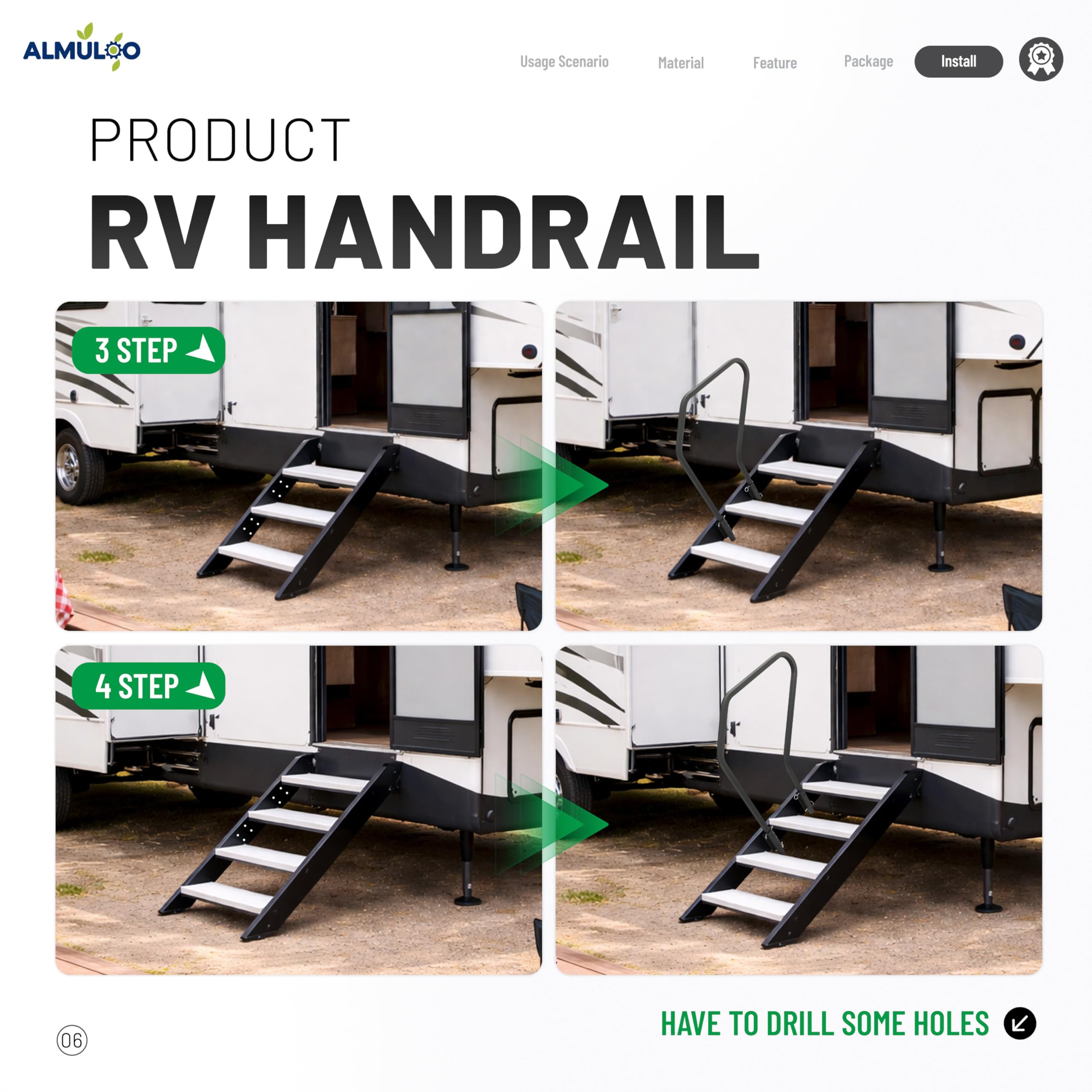 ALMULOO mounting kit and instructions displayed for easy installation