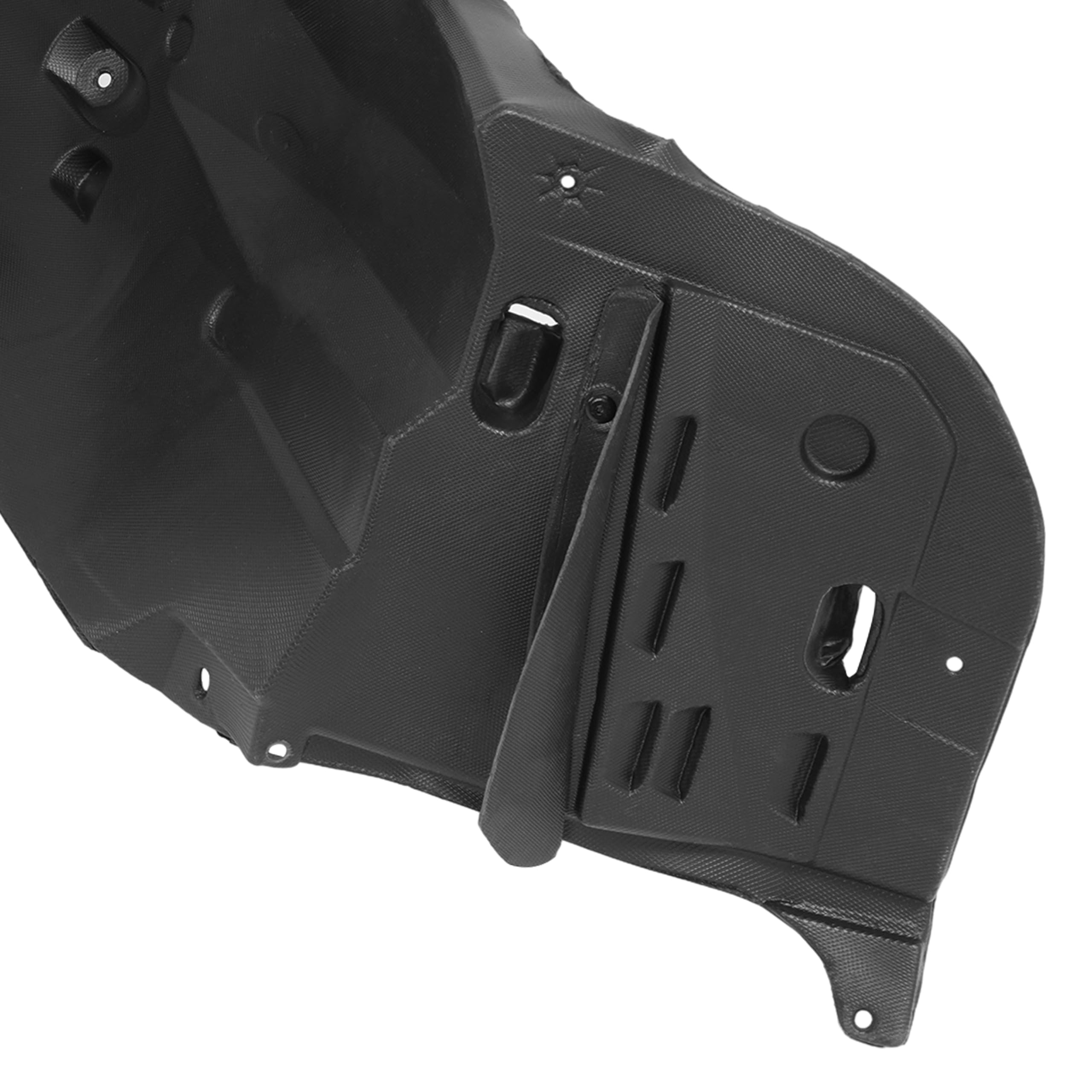 ALMULOO undercarriage view of liners protecting engine bay components