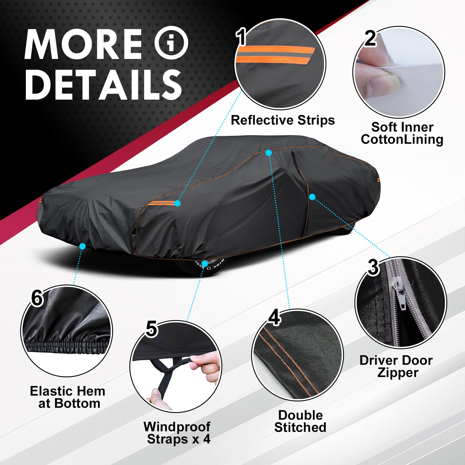AltoCover driver-side zipper detail for easy access and convenience