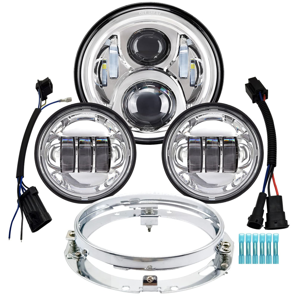 alyoned 7-inch headlight front view shows bright beam and improved road visibility