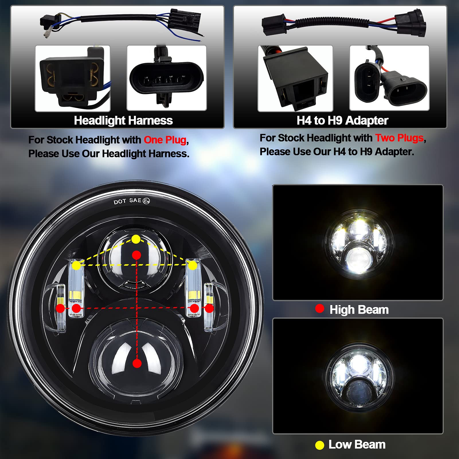 AlyoNed 4.5-inch fog lights close-up showing reflector and focused light benefit