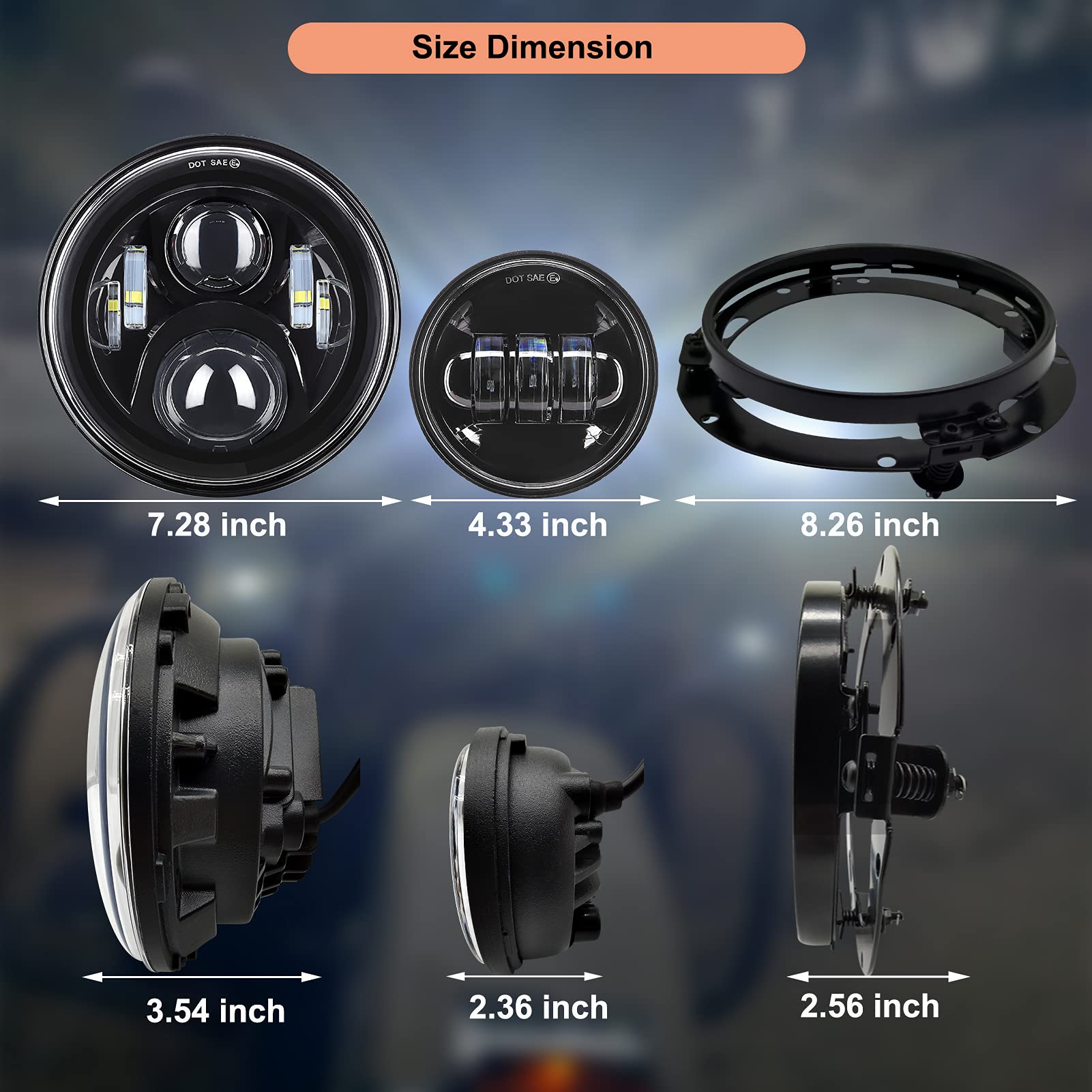AlyoNed headlight next to ruler for size and scale comparison convenience