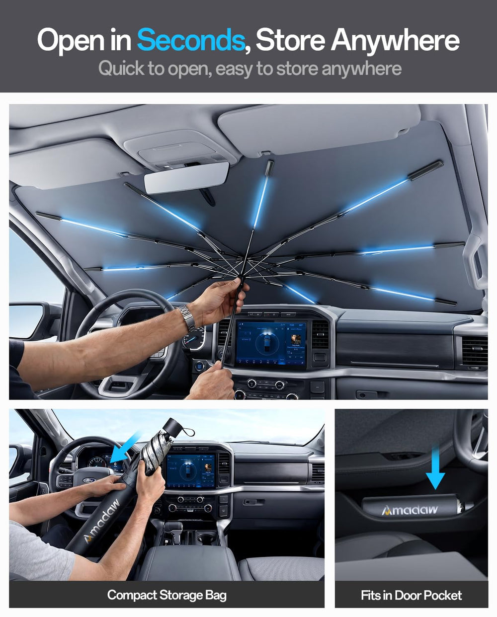 AMADAW installed in Lexus RX windshield demonstrating fast setup and full coverage