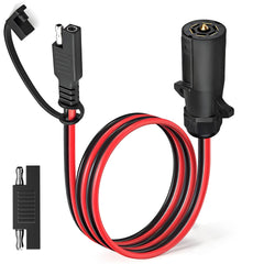 AMAKE front view of 7-way to SAE adapter showing plug faces and grip hooks