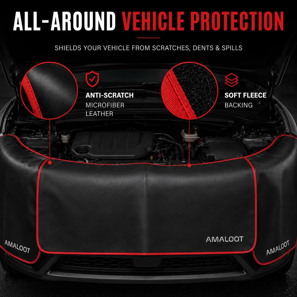 Amaloot in use with mechanic leaning safely on fender cover