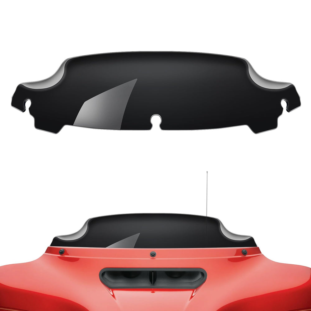 Amazicha front view of black wave windscreen showing clean style and fit benefit