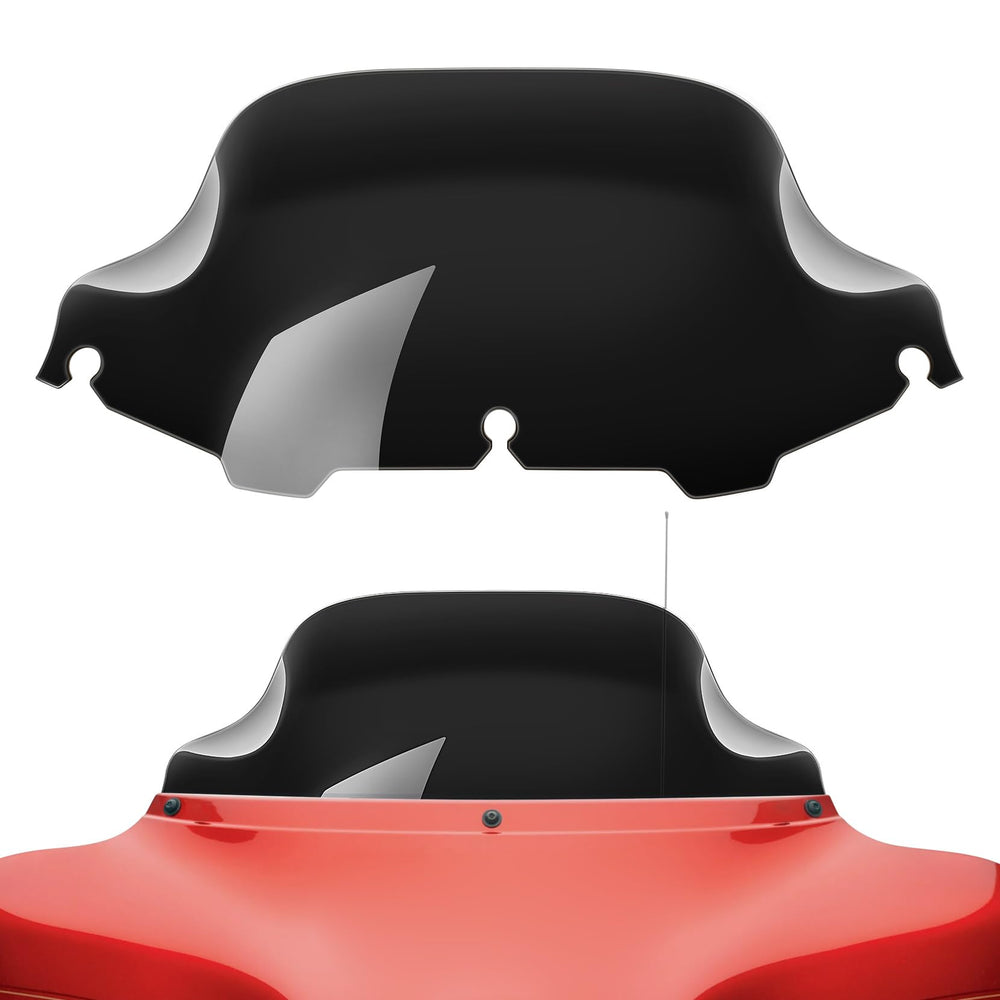 Amazicha front view of black 8-inch wave windshield showing low-profile look and protection