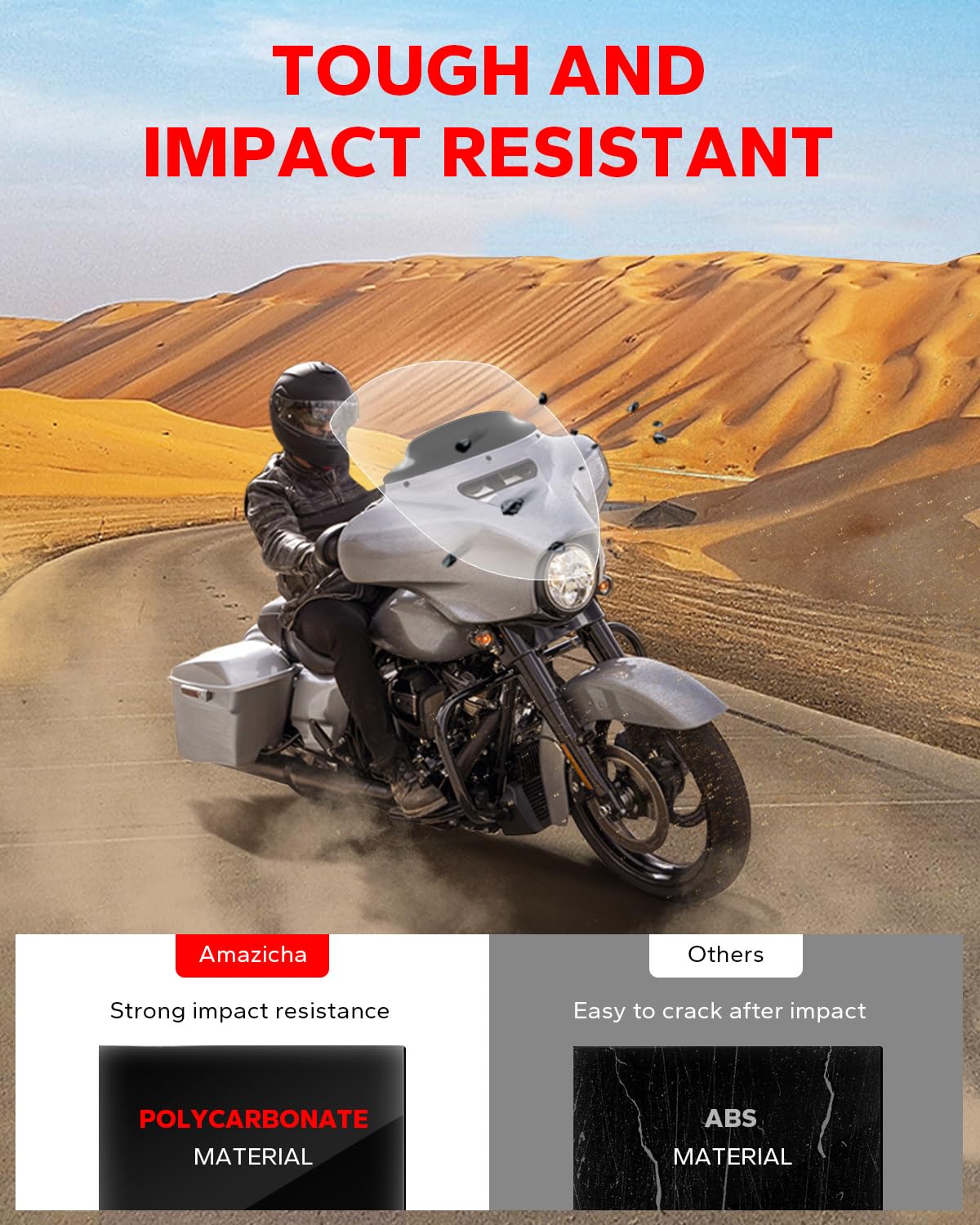 Amazicha installed on bike in open road scene showing styled appearance benefit