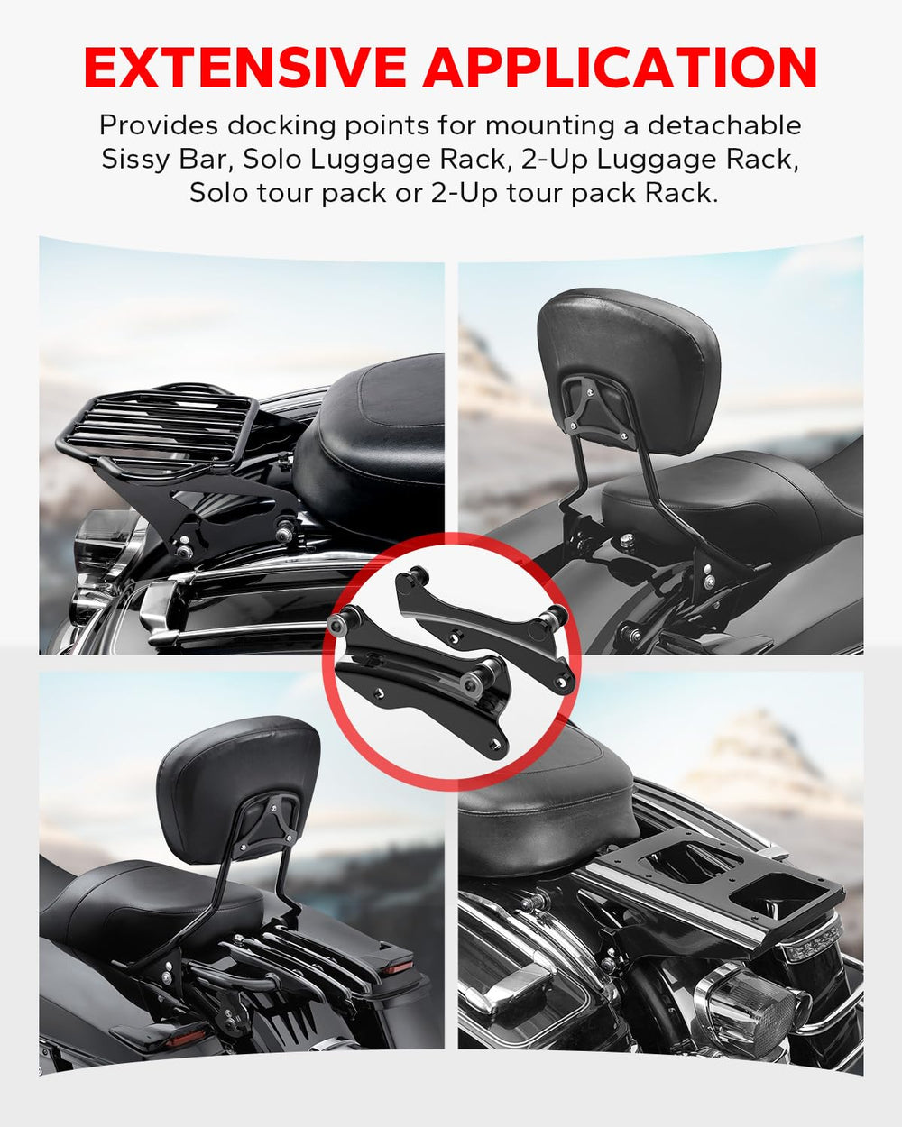 Amazicha luggage rack attached using kit showing added cargo capacity benefit