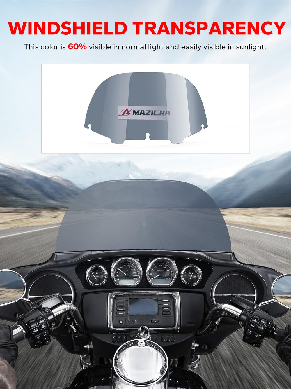 Amazicha packaging with windshield indicating ready-to-install convenience