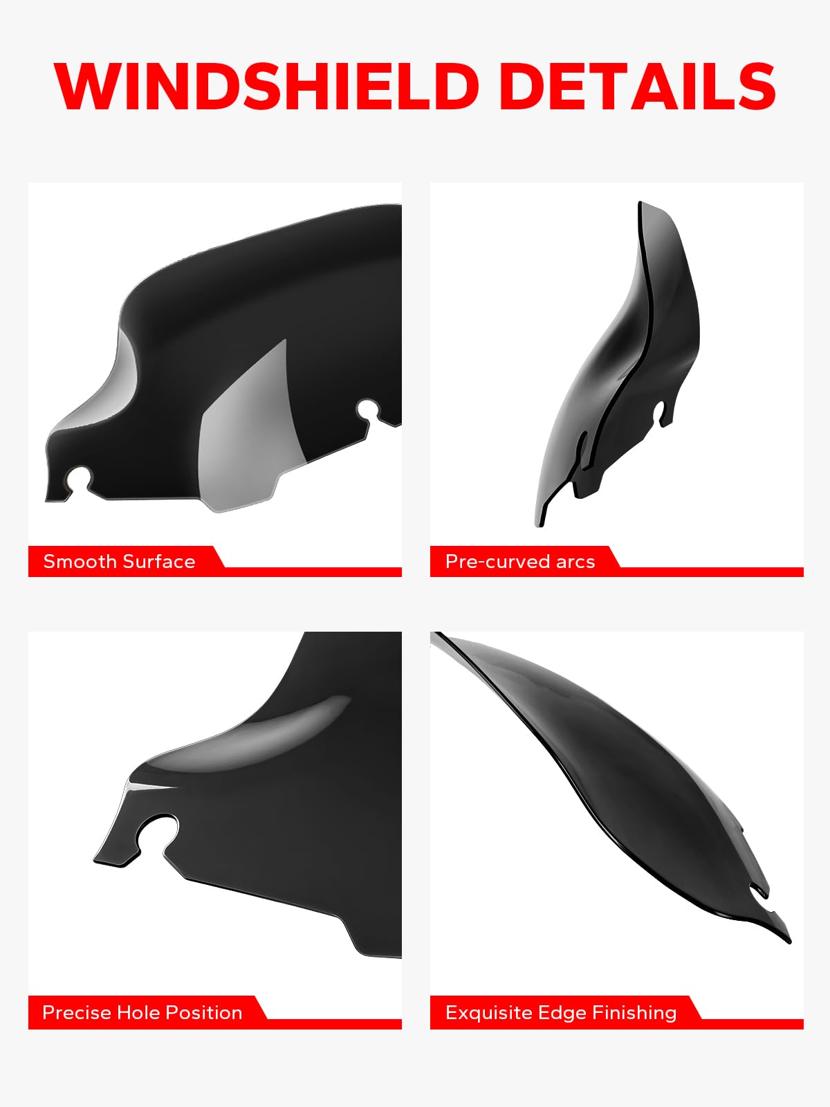 Amazicha windshield next to helmet for scale showing compact size and rider coverage