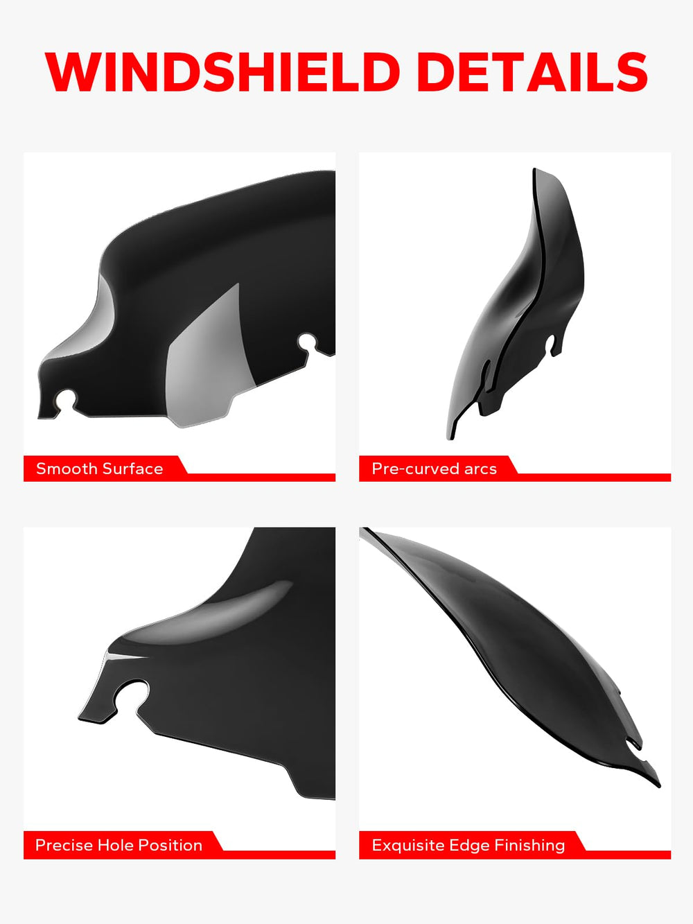 Amazicha windshield next to helmet for scale showing compact size and rider coverage