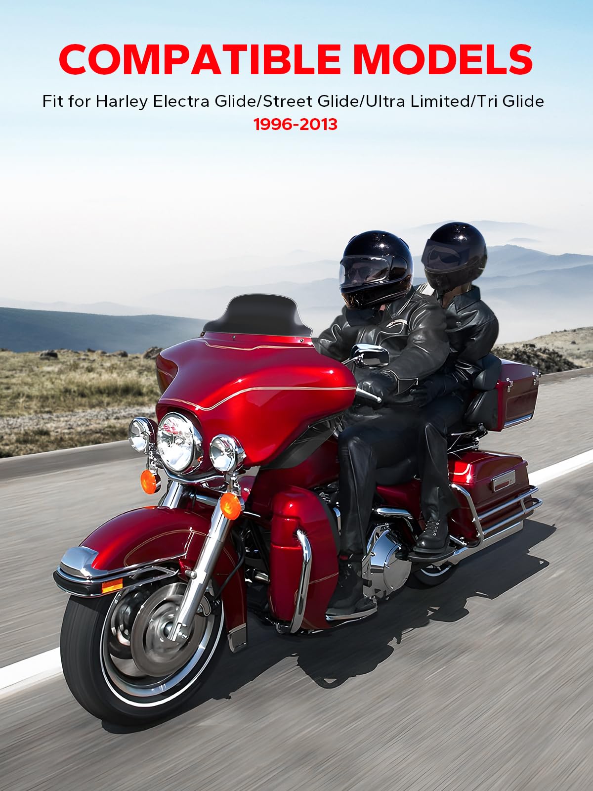 Amazicha side profile installed on a Harley highlighting reduced wind exposure and style