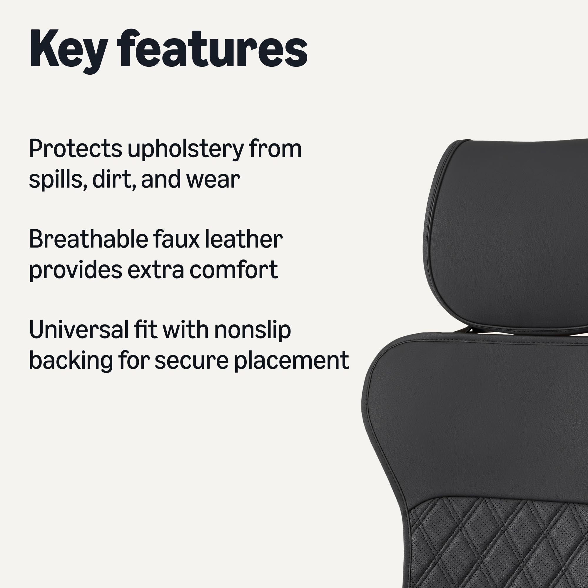 Amazon Basics faux leather texture close-up highlighting breathable finish and durability