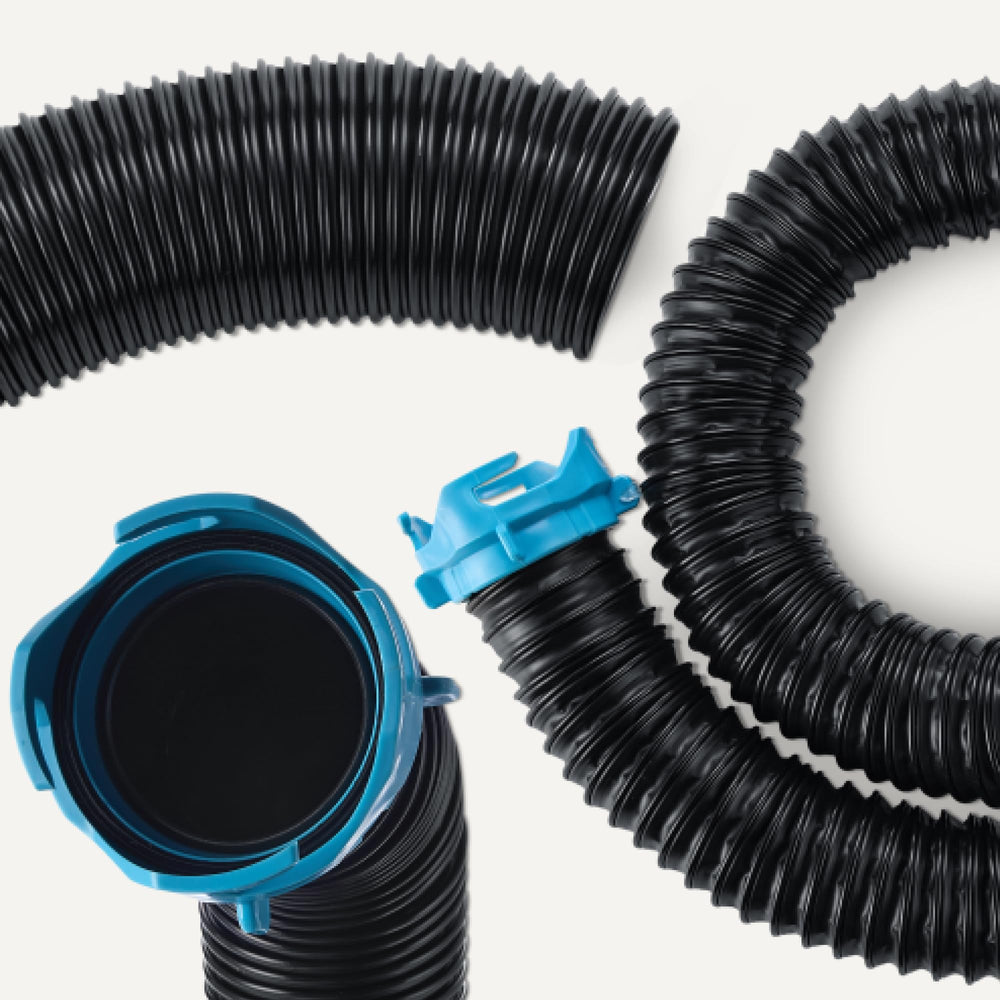 Amazon Basics hose coiled for storage showing compact size and organized transport benefit