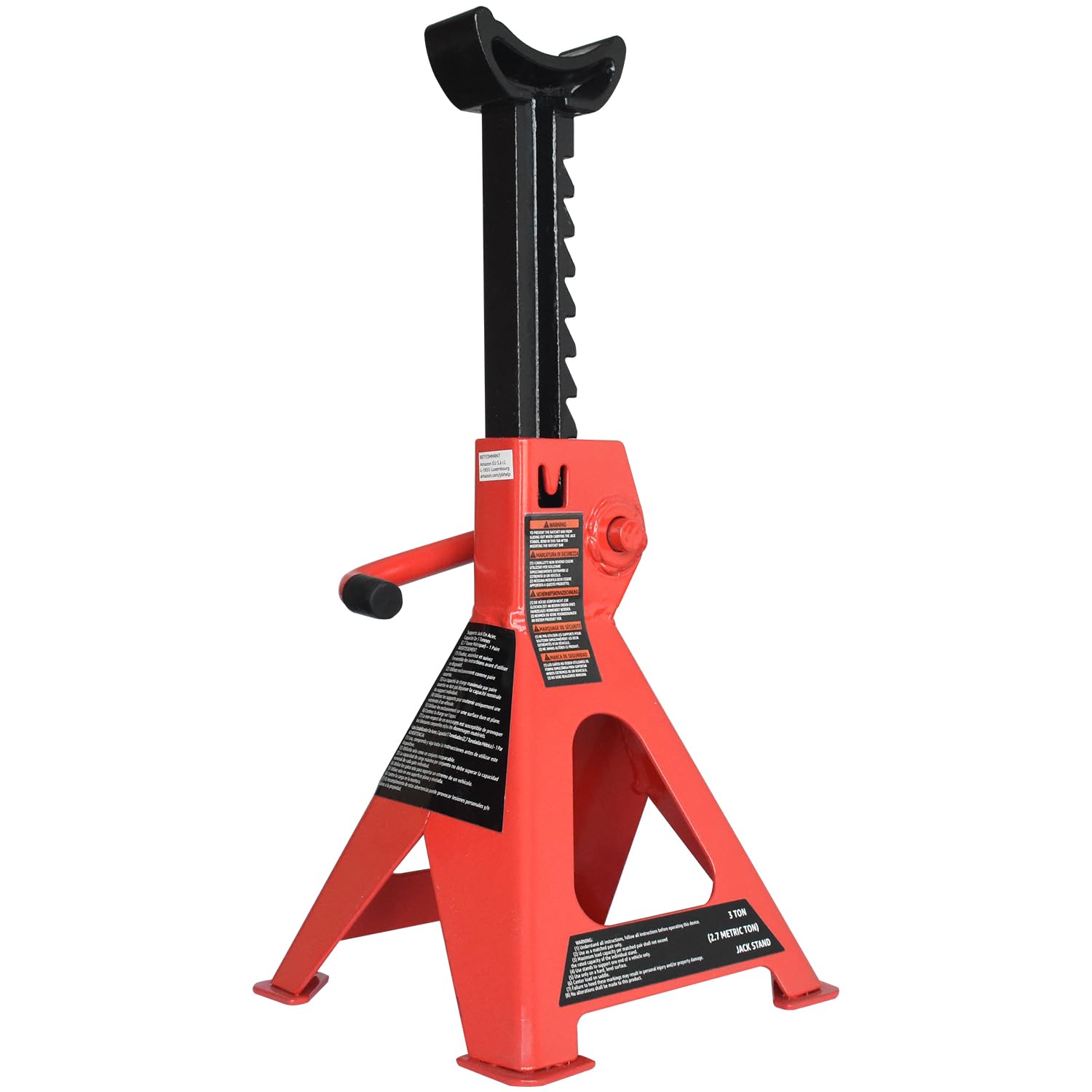Amazon Basics ratchet close-up highlighting quick height adjustment benefit