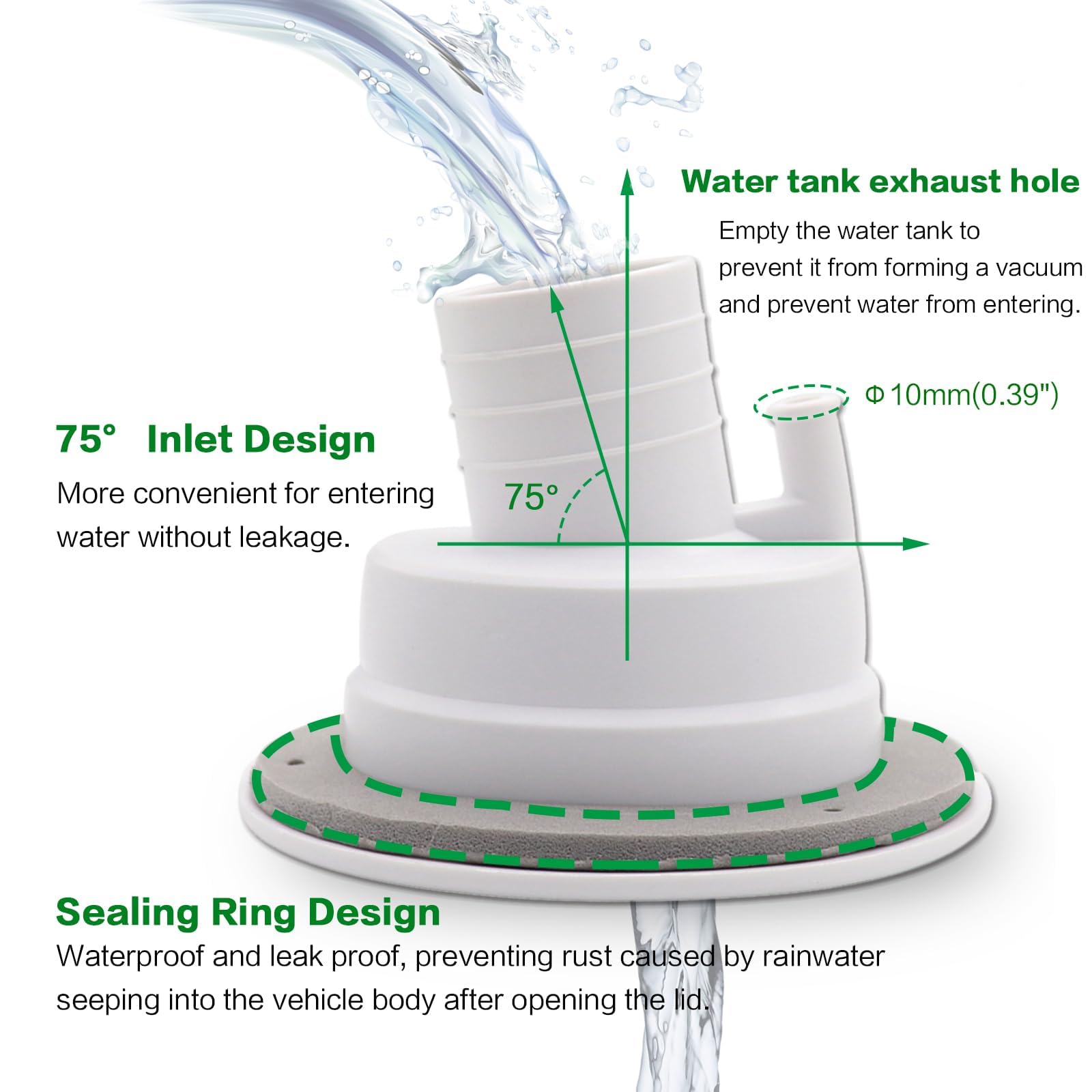 Ambuker close-up of spring and sealing ring ensuring tight leak-resistant fit