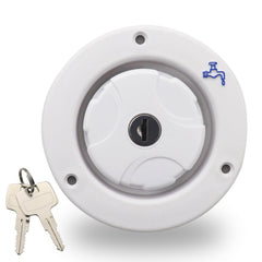 Ambuker front view of lockable inlet cap showing secure closure and quick access