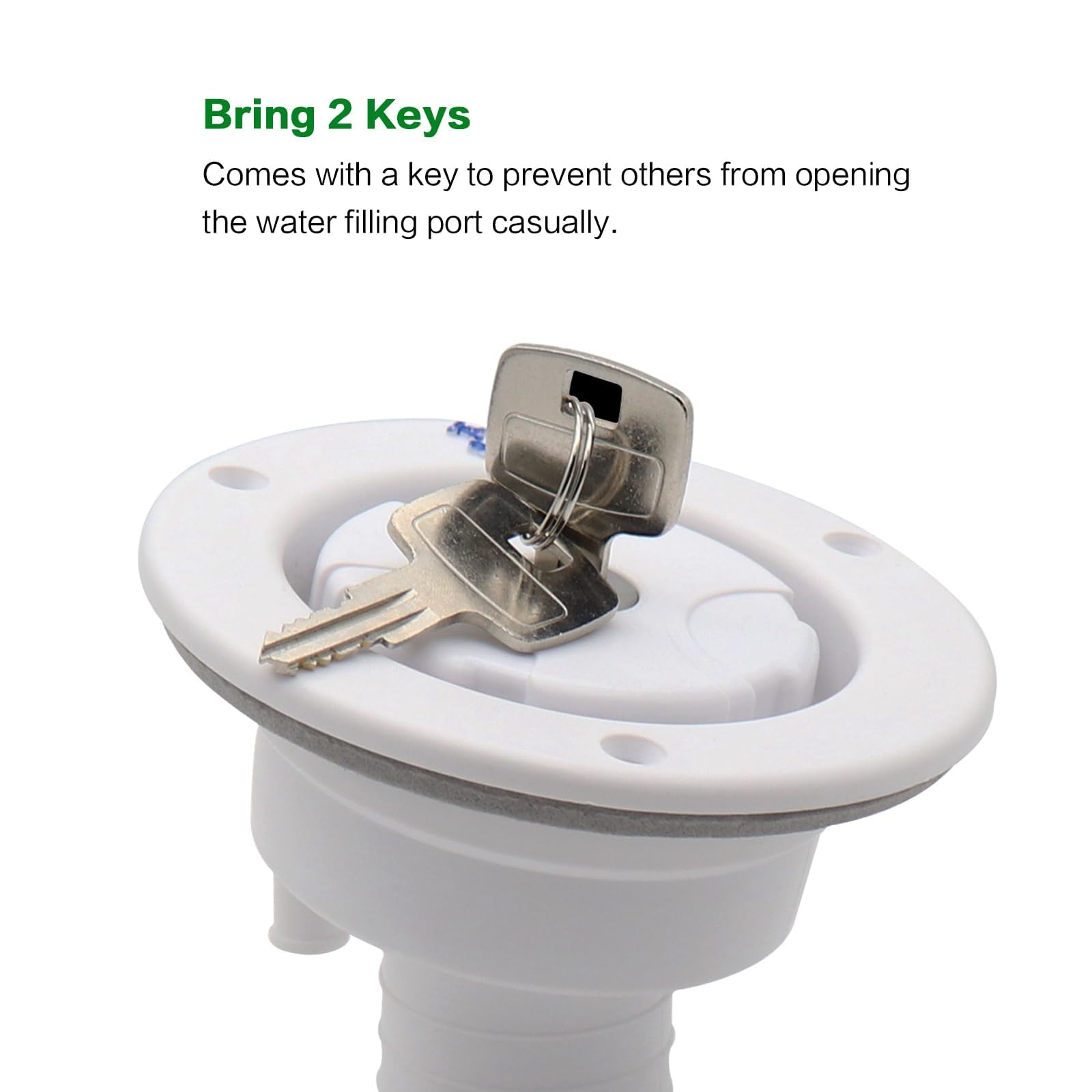 Ambuker two keys beside lock demonstrating secure freshwater protection