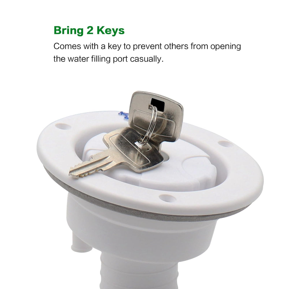 Ambuker two keys beside lock demonstrating secure freshwater protection