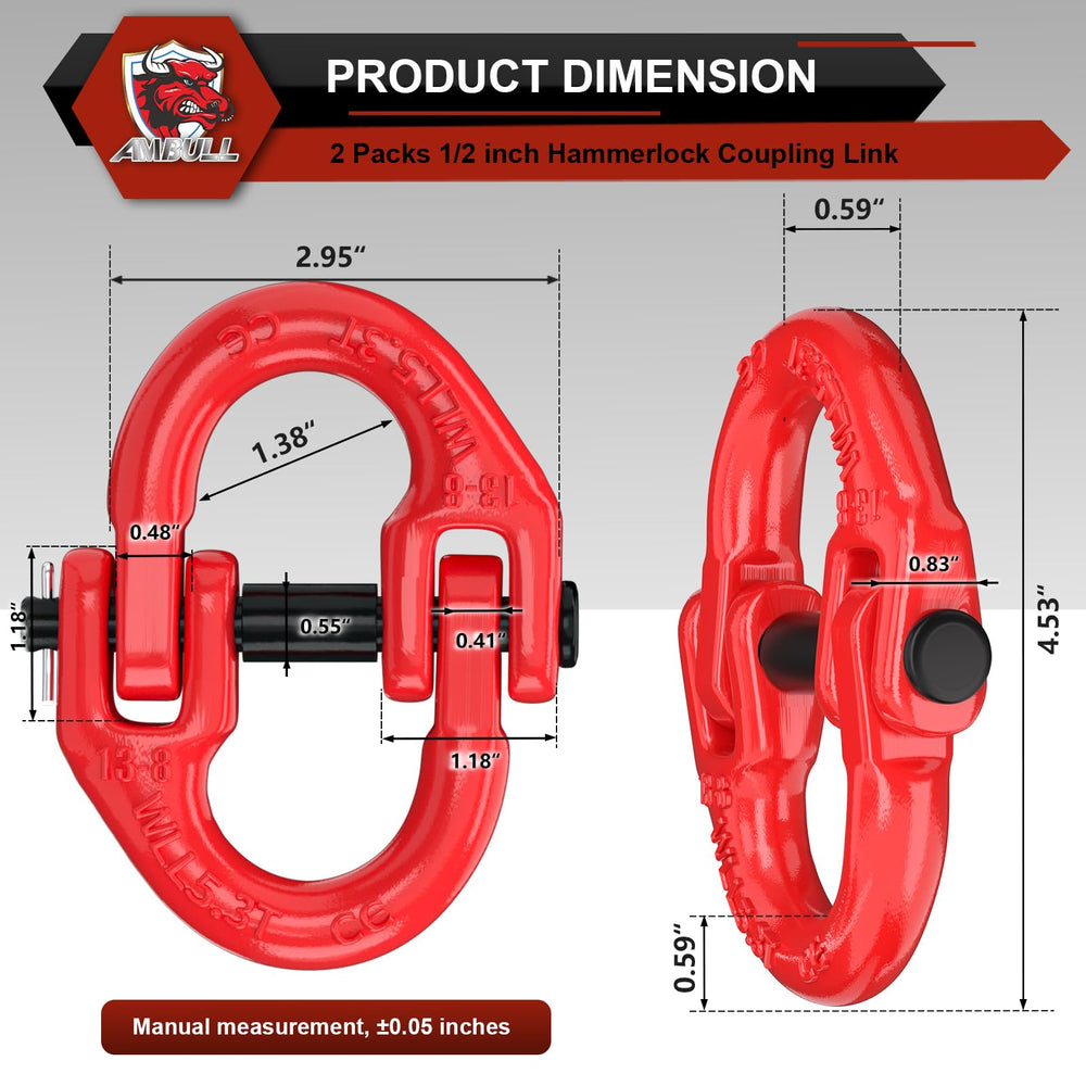 AMBULL close-up of G80 alloy steel link surface showing durable finish and corrosion resistance