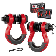 AMBULL 3/4 inch D-ring shackle front view showing red finish and sturdy body benefit: easy identification and strength