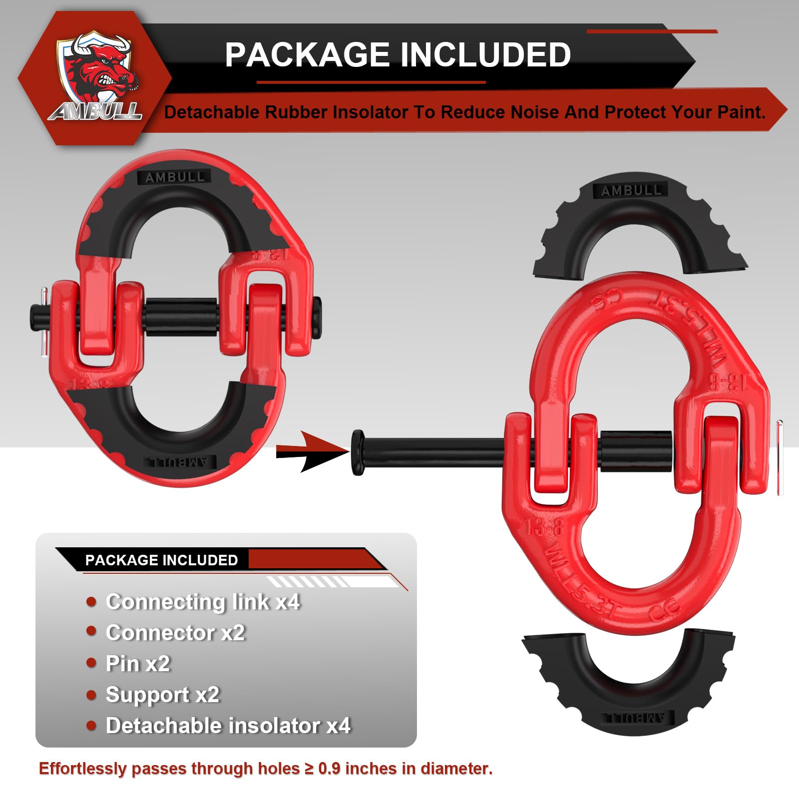 AMBULL rubber isolator detail demonstrating cushioning that reduces wear and noise