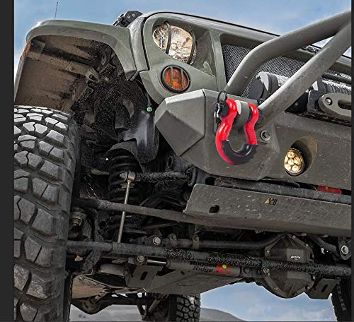 AMBULL shackle on an off-road truck bumper in lifestyle scene benefit: durable for real-world recovery situations