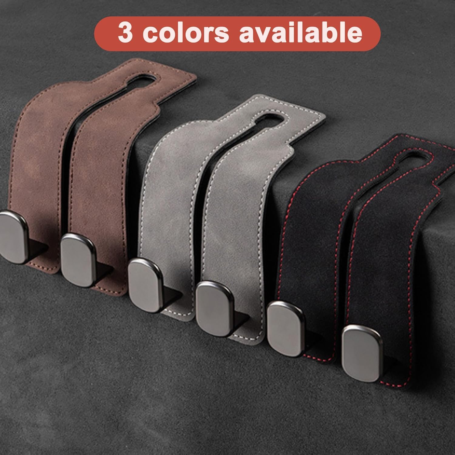 Amelity lifestyle image of car interior with hooks organizing belongings