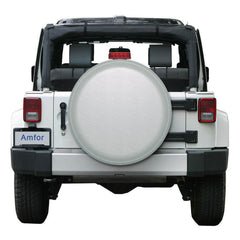AmFor installed on RV rear wheel protecting tire from sun and rain exposure