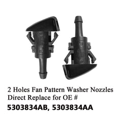 AMFRNE close-up of two-hole fan pattern nozzle, improved spray coverage benefit