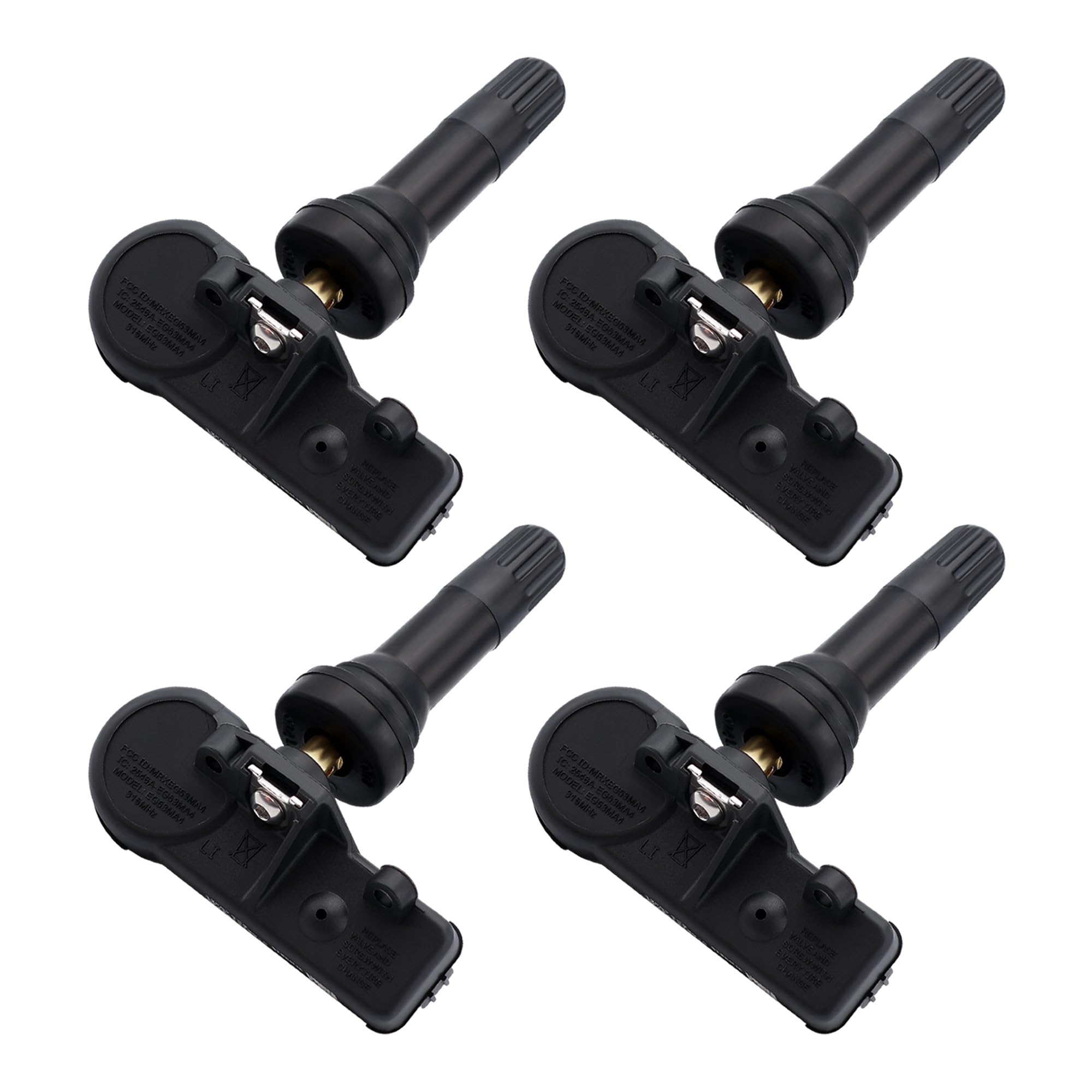 AMICAREP front view of four TPMS sensors neatly packaged showing kit completeness