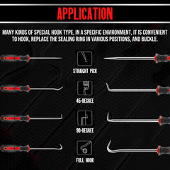 AMM detailed view of different pick and hook tips for precise seal removal