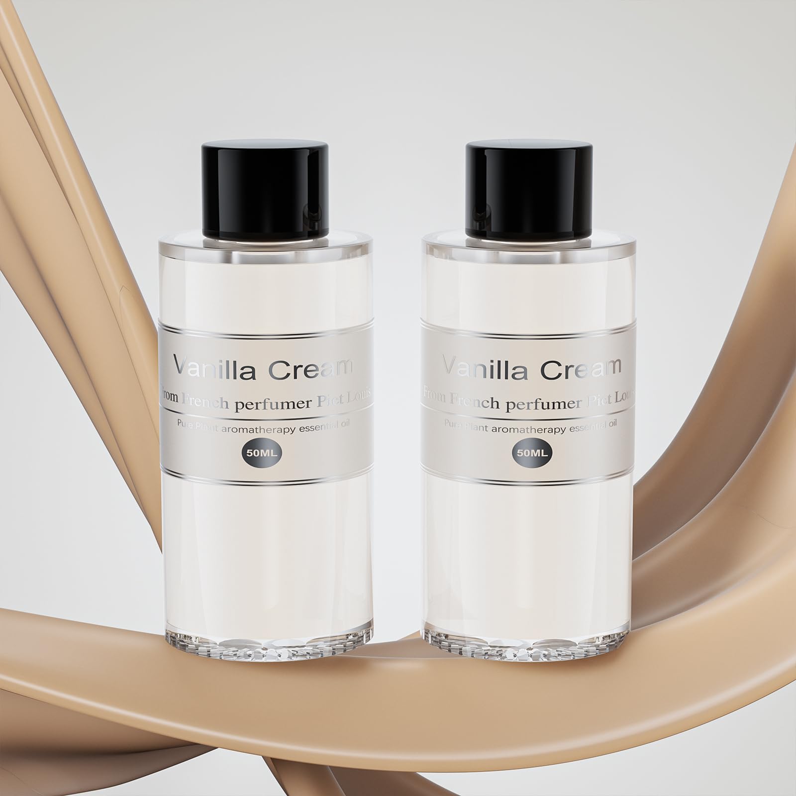 Amor Lyris front packaging showing vanilla cream refill and two bottles benefit longevity