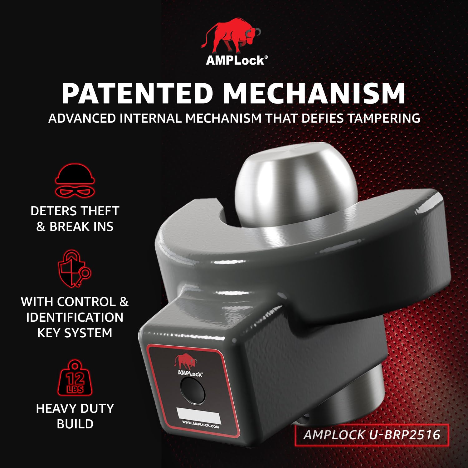 AMPLock close-up of locking mechanism showing robust construction and tamper resistance