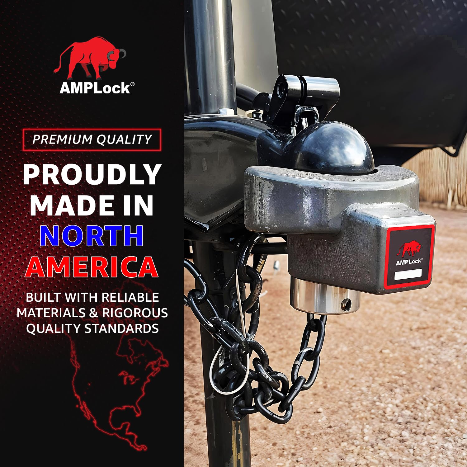 AMPLock installed on utility trailer in driveway showing everyday security benefit