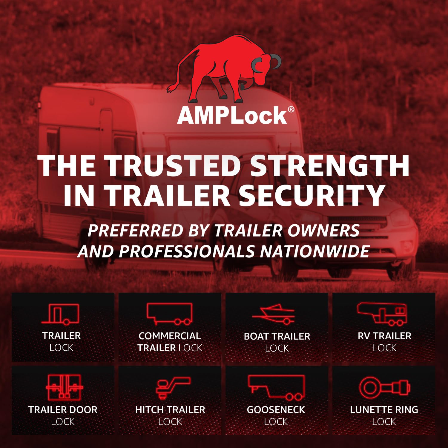 AMPLock product packaging and label detail showing model U-BRP2516 identification benefit