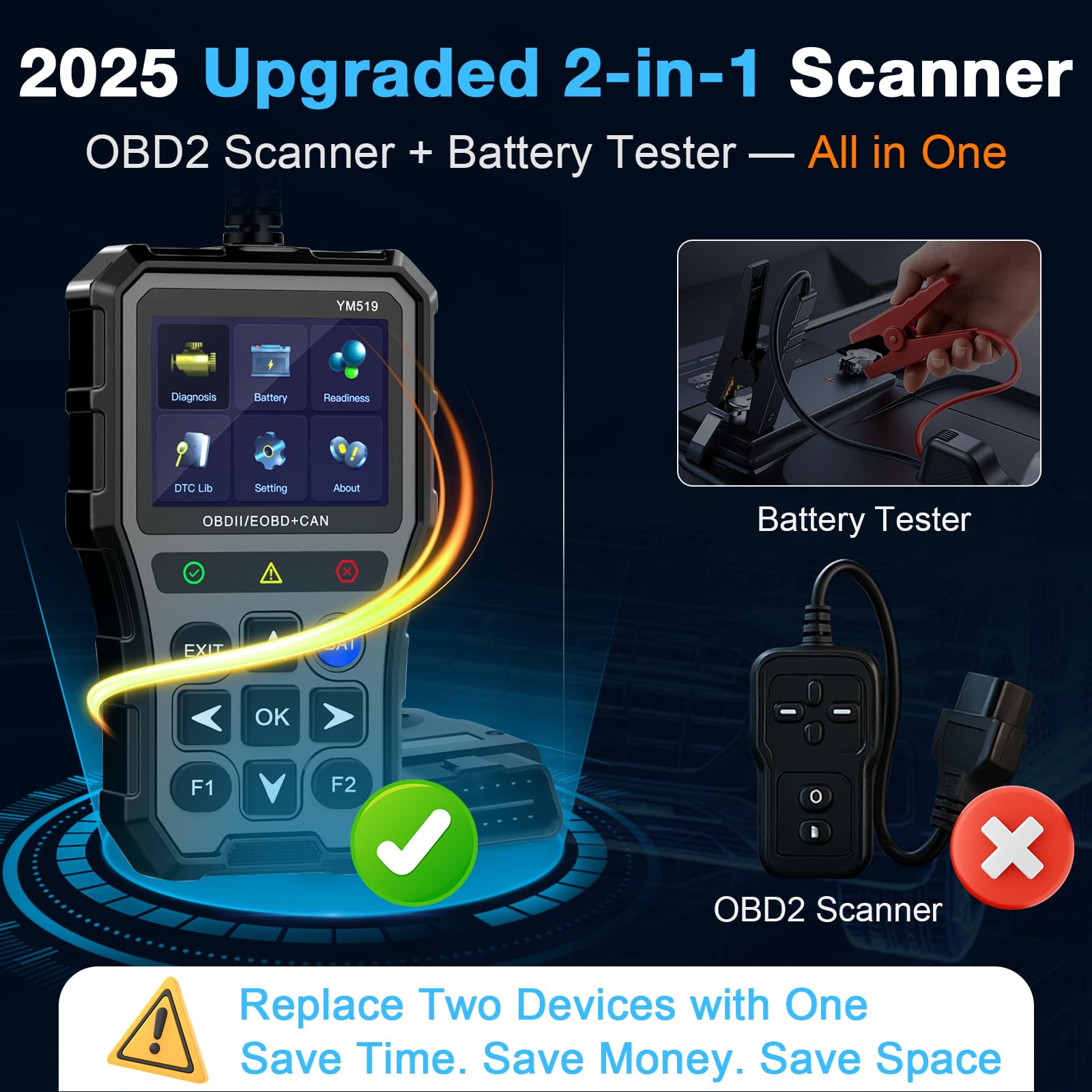AMTIFO plugged into vehicle OBD-II port for instant code reading and clearing