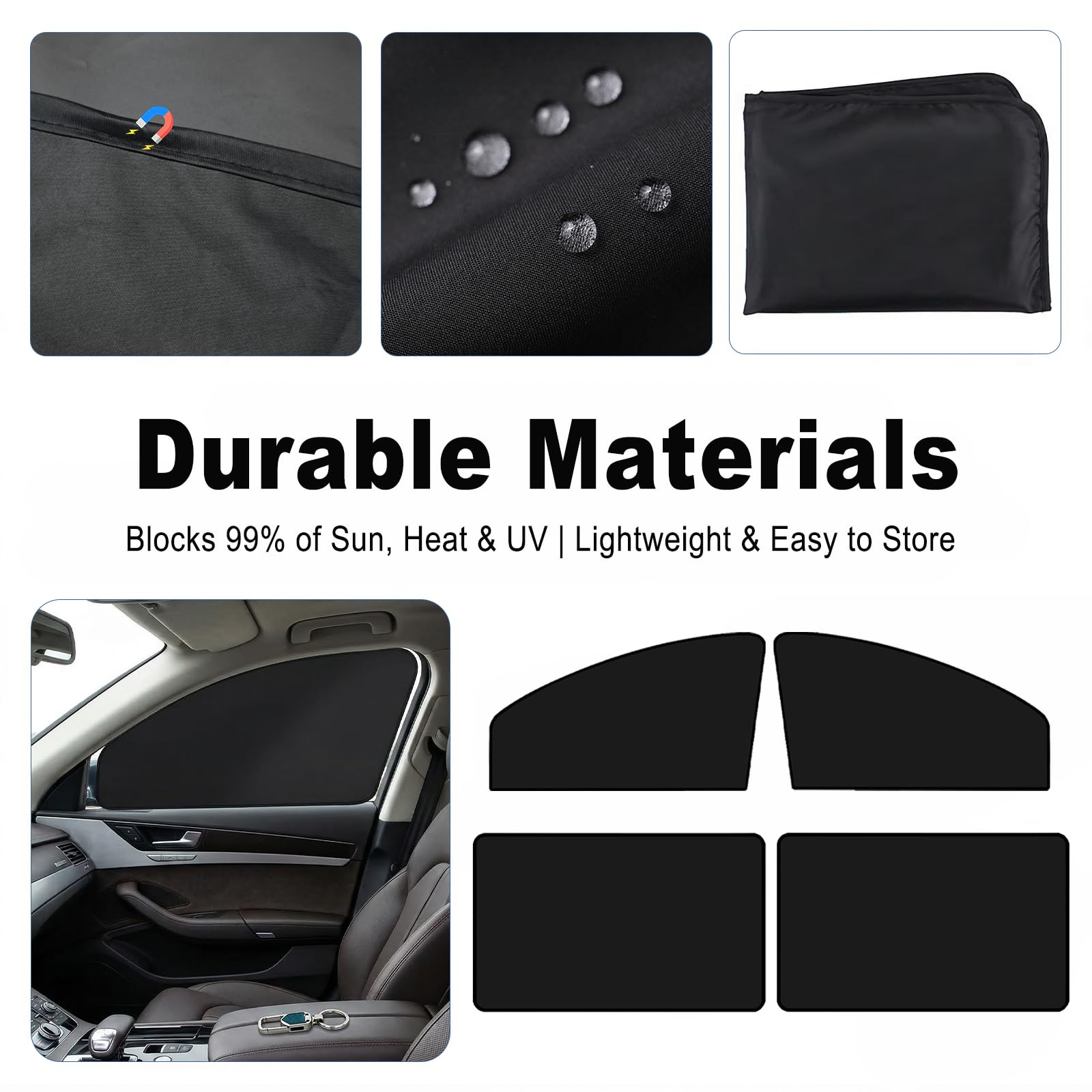 AMZAUTO foldable shades folded flat for compact storage and portability