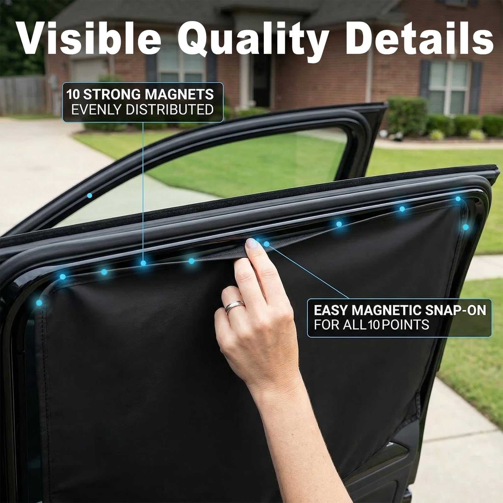 AMZAUTO shades installed in SUV side window demonstrating cooler cabin