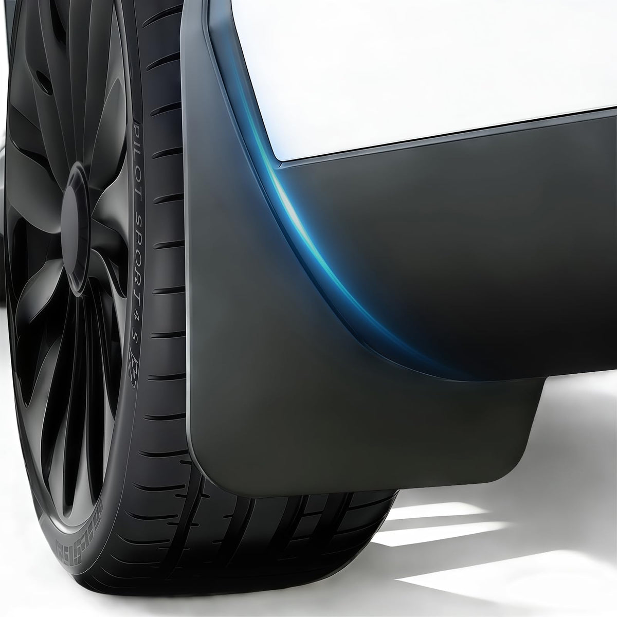 AMZAUTO front mud flap showing precision fit and factory alignment for protection
