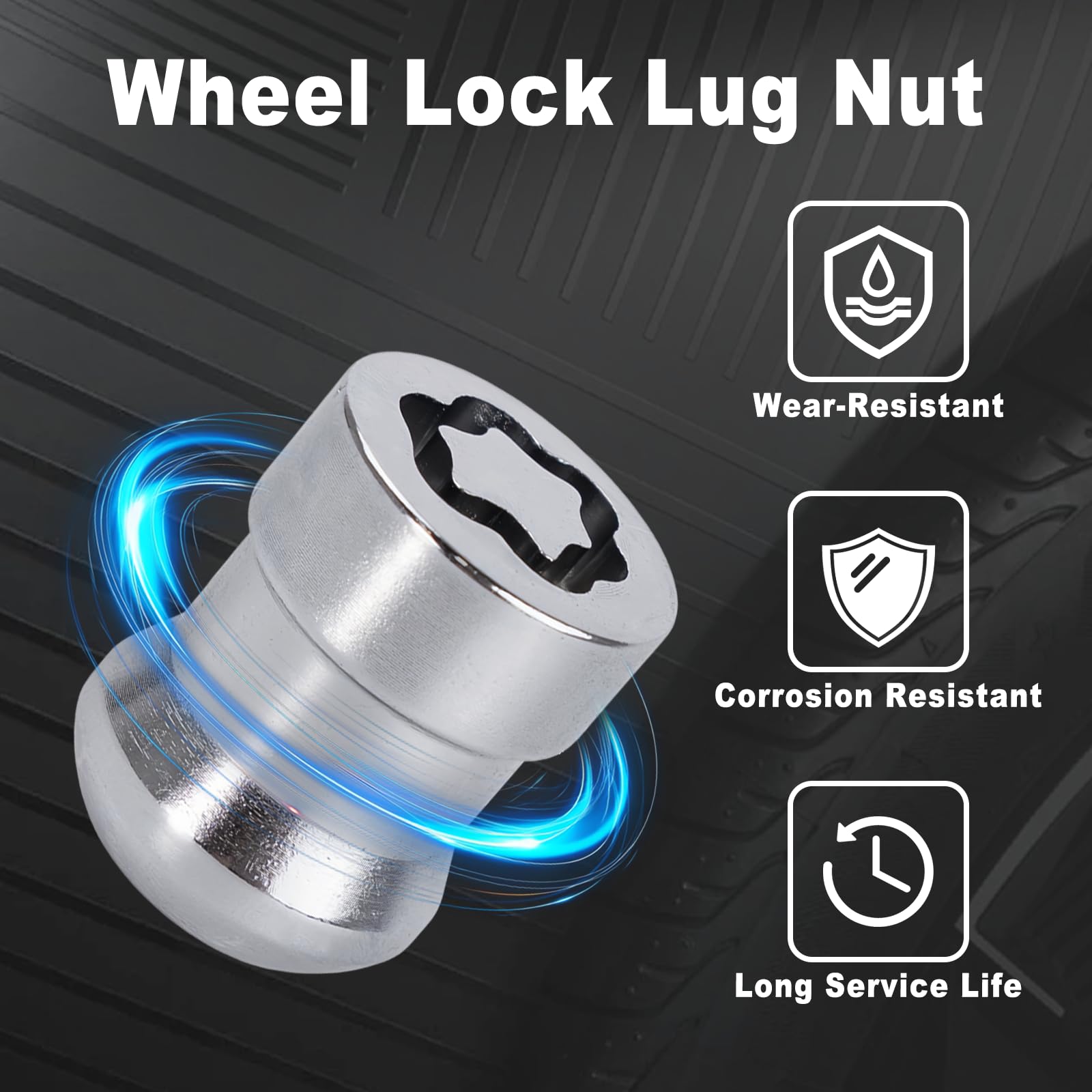 AMZAUTO side profile of cone-seat locking lug nut showing secure wheel fit