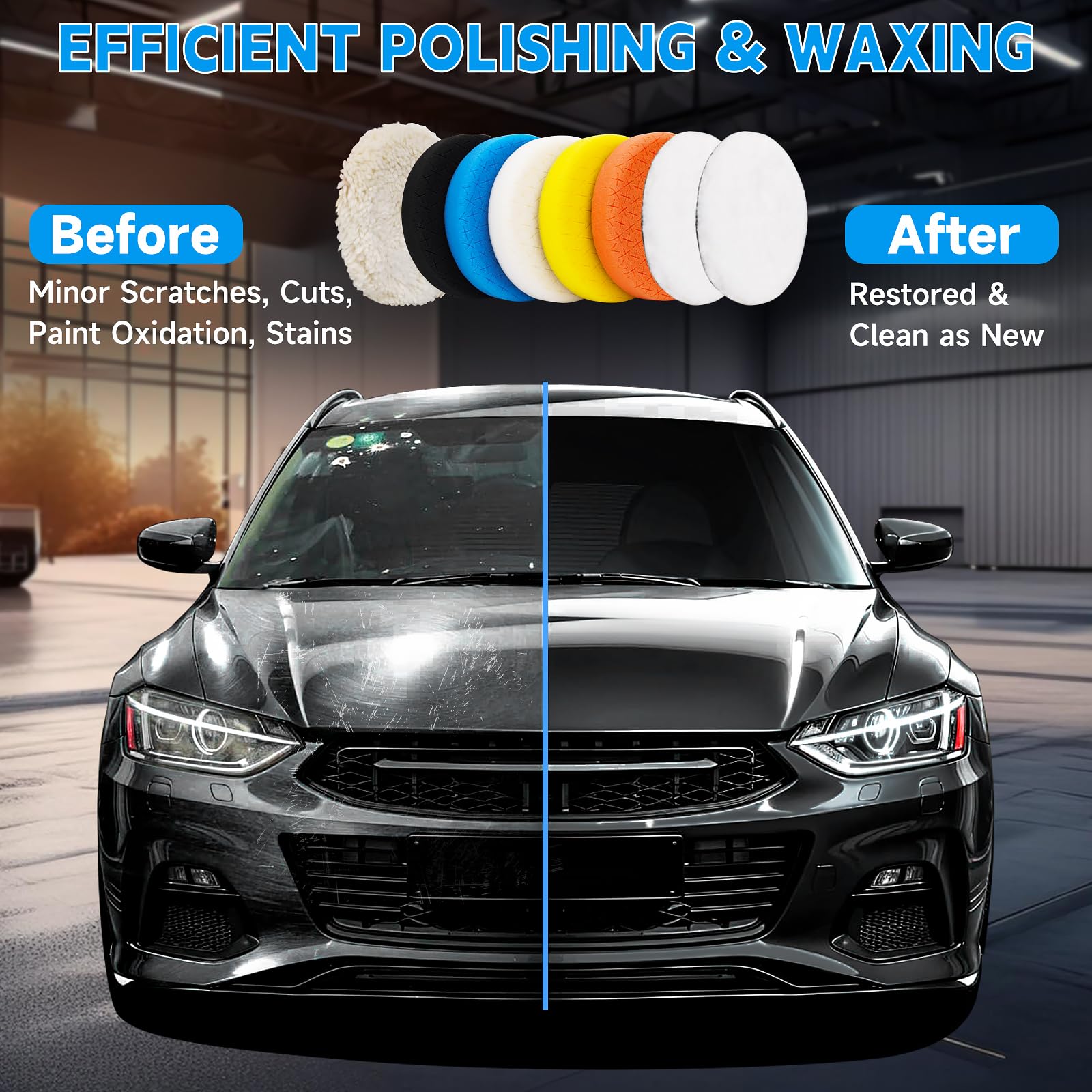 ANAHAF pads mounted on a drill in use delivering faster polishing results