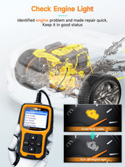 ANCEL AD410 OBD2 connector and cable ready to plug in for instant power