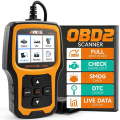 ANCEL AD410 front view showing durable case and buttons for quick diagnostics