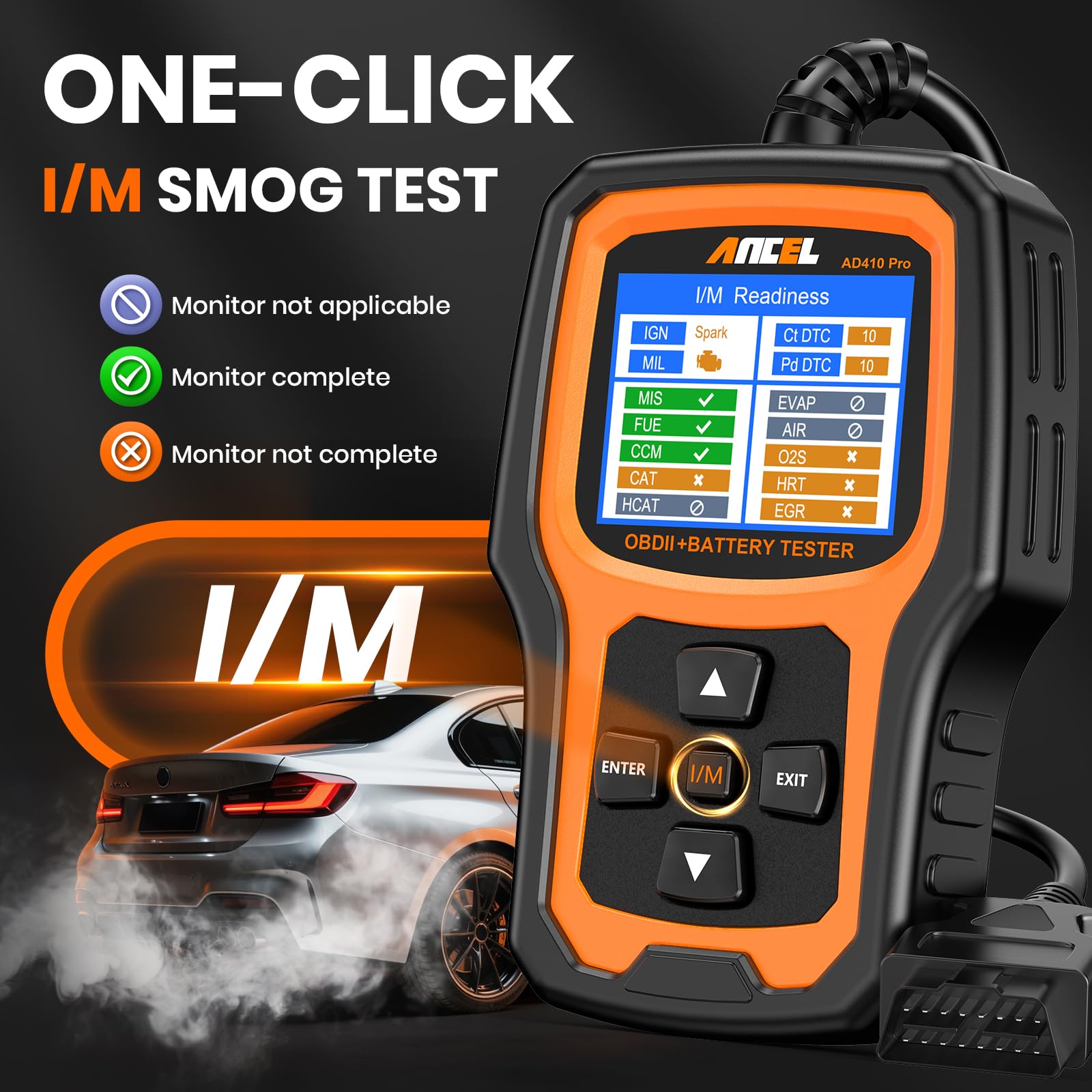 ANCEL AD410 PRO OBDII connector and cable for plug-and-play convenience benefit
