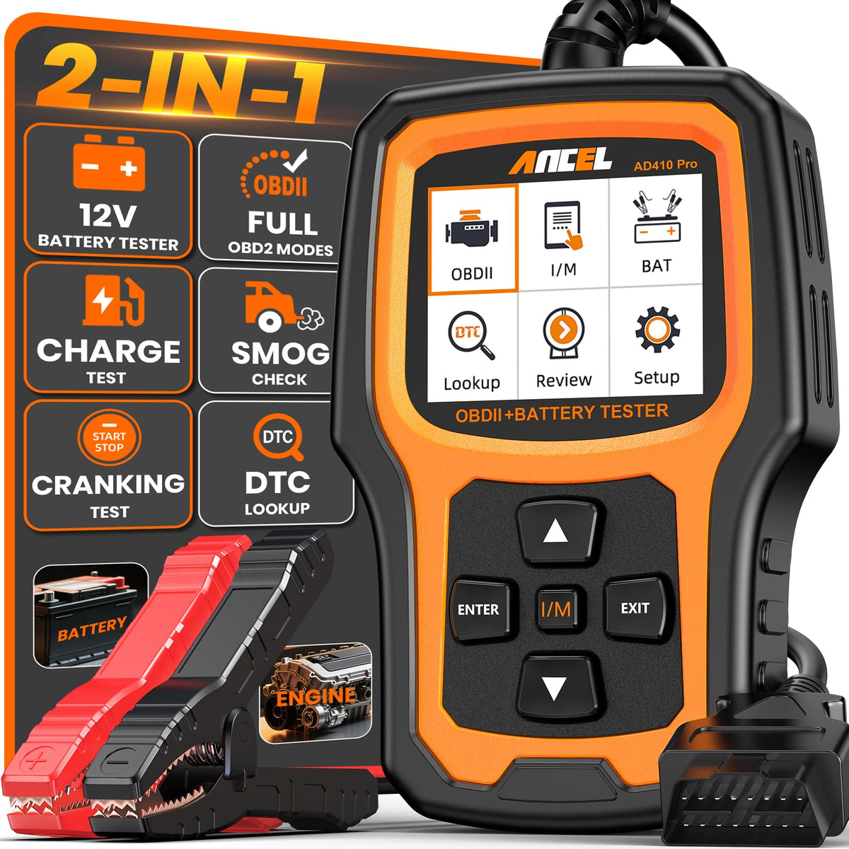 ANCEL AD410 PRO front view showing compact design and easy grip benefit