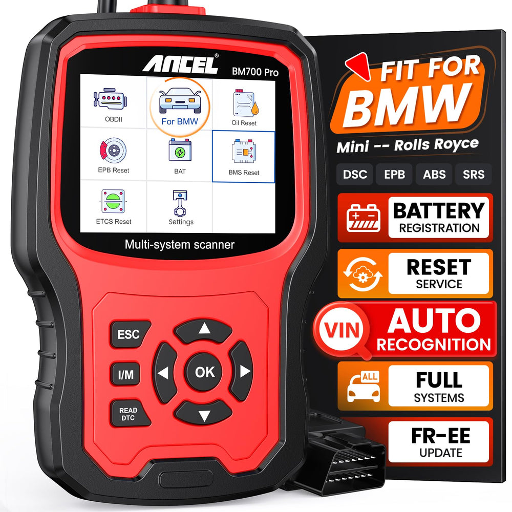 ANCEL BM700 PRO front view showing rugged housing and easy buttons for durable use