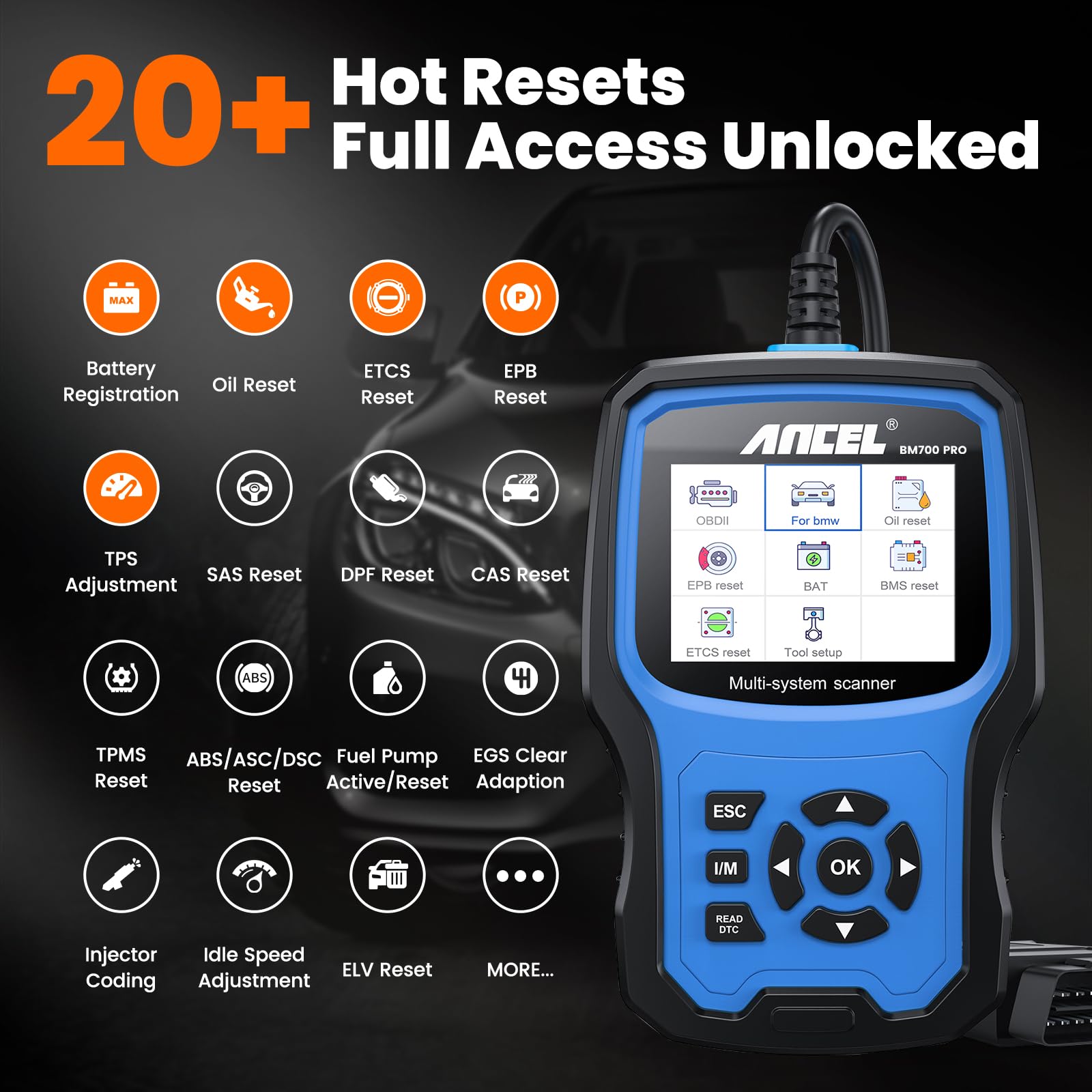 ANCEL BM700 PRO module list display, deep BMW system coverage